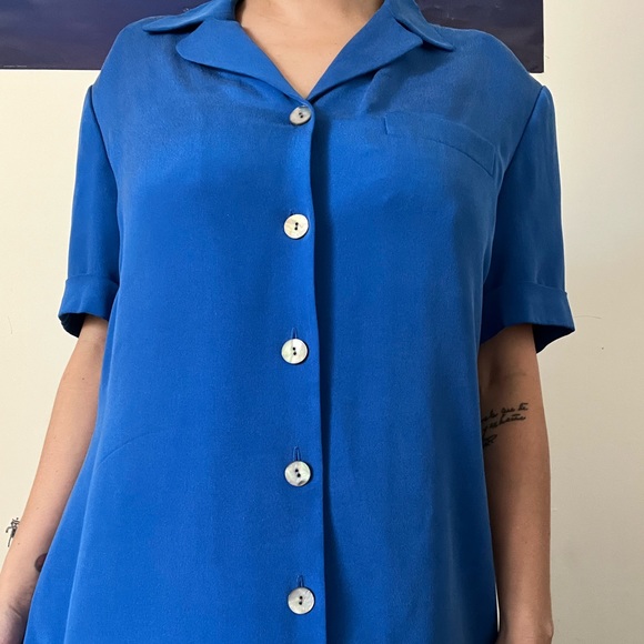 Vintage 100% silk button dress size 12 - Picture 2 of 5